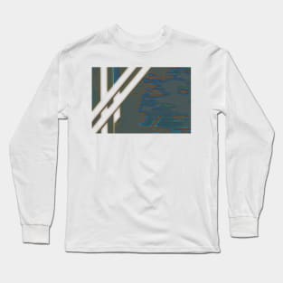 Bamboo grove Glowing at Night in Neon blue Long Sleeve T-Shirt